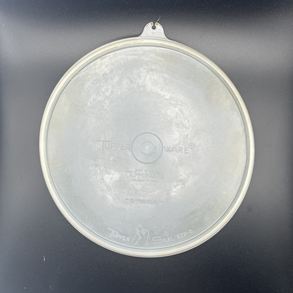 Vintage Tupperware Clear White Round 8" Y-Tab Replacement Flat Lid Seal #229-5